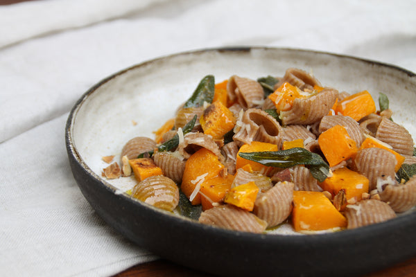 Pasta with brown butter sage, butternut squash, and olive oil